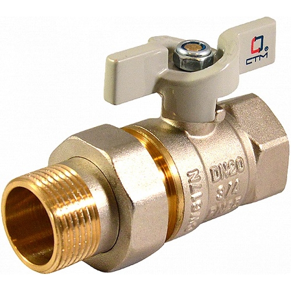 STM Кран шаровой латунь полнопроходной Ду25 Ру25 ВР/американка бабочка